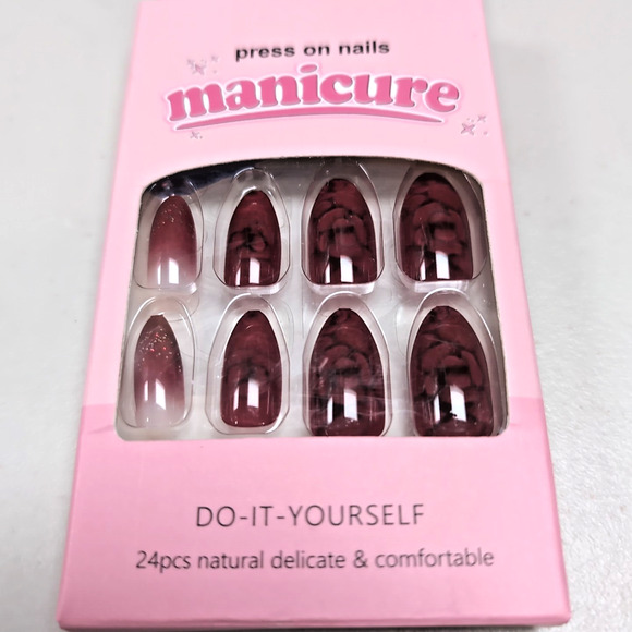 Press Stick On Nails Lot Of 3 Packs Long Pointy Pink Red Do It Yourself #4 READ - Picture 4 of 7